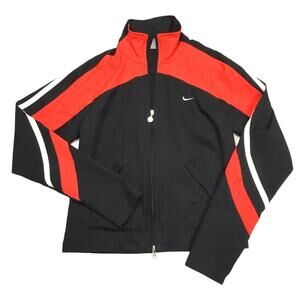 Nike Track Jacket Full Zip Active Warmup Black Red Women's Small 4/6 Windbreaker